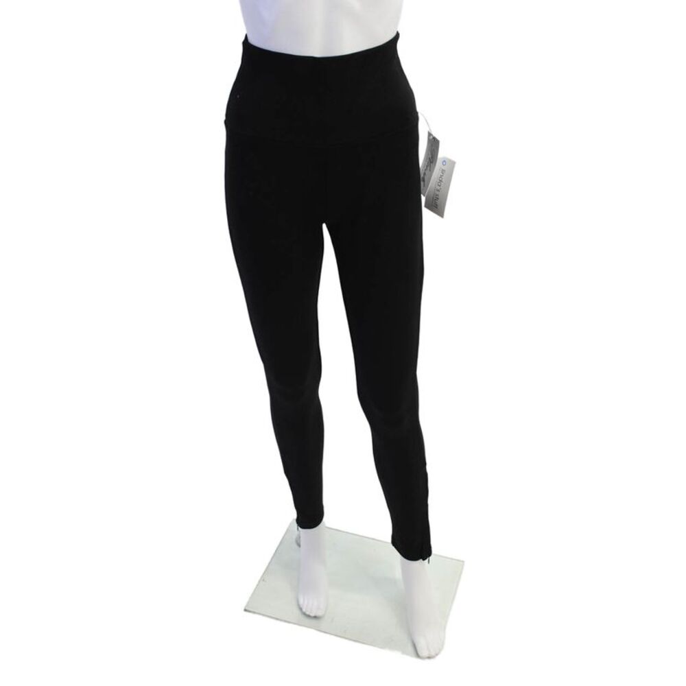 Plush Womens High-Waist Slim Pants with Zippers - Black Size S